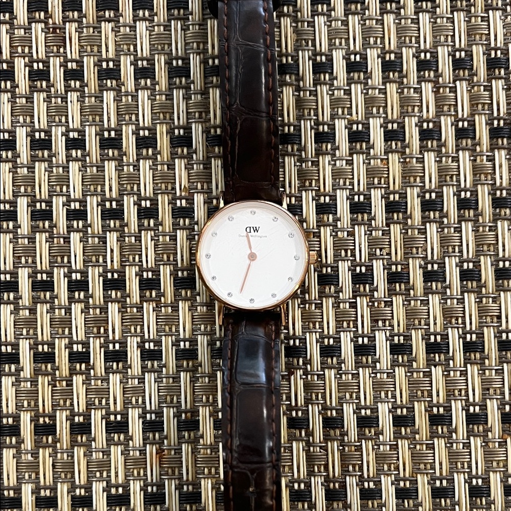 Daniel Wellington Rose Gold Watch with Dark Brown Strap